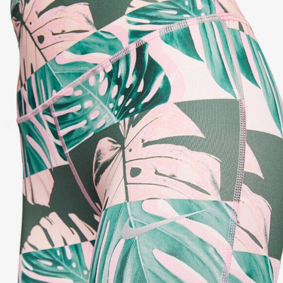 NIKE Pink & Green Palm Leaf Pattern Leggings, High Waisted, Multiple Sizes, NWT! - Picture 2 of 13